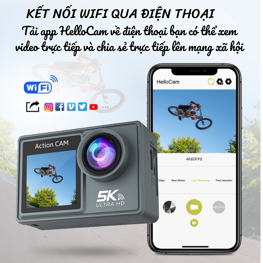 Camera Hành Trình 5K Siêu HD, Camera Giám Sát Hành Trình Ô Tô, Xe Máy Chống Nước, Chống Rung, Pin Siêu Trâu