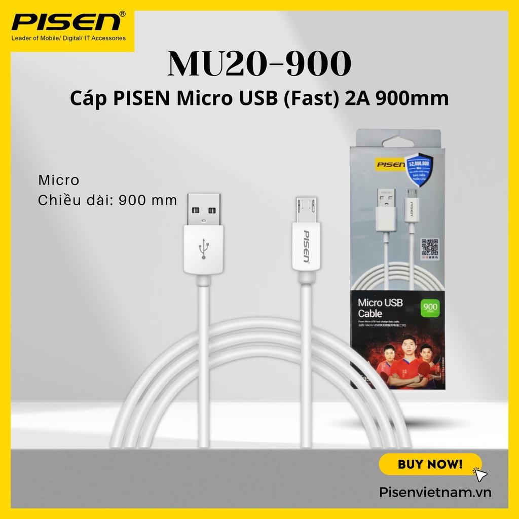 Cáp sạc nhanh Hiệu Pisen Micro USB 2A 900mm , Hàng chính hãng