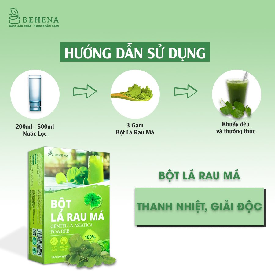 Bột rau má Behena nguyên chất sấy lạnh đắp mặt detox đẹp da thanh nhiệt Minh Anpha