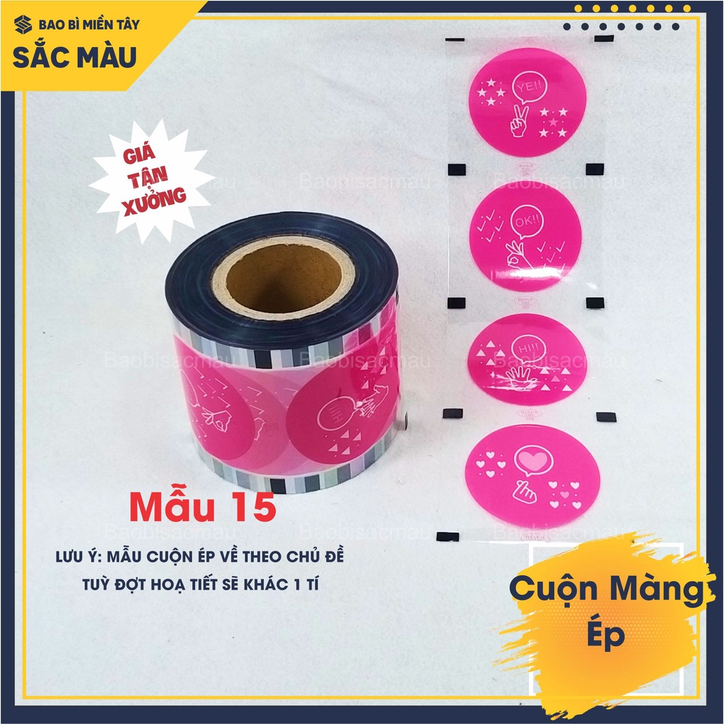 Cuộn màng ép ly, màng dập cốc in sẵn họa tiết vui tươi