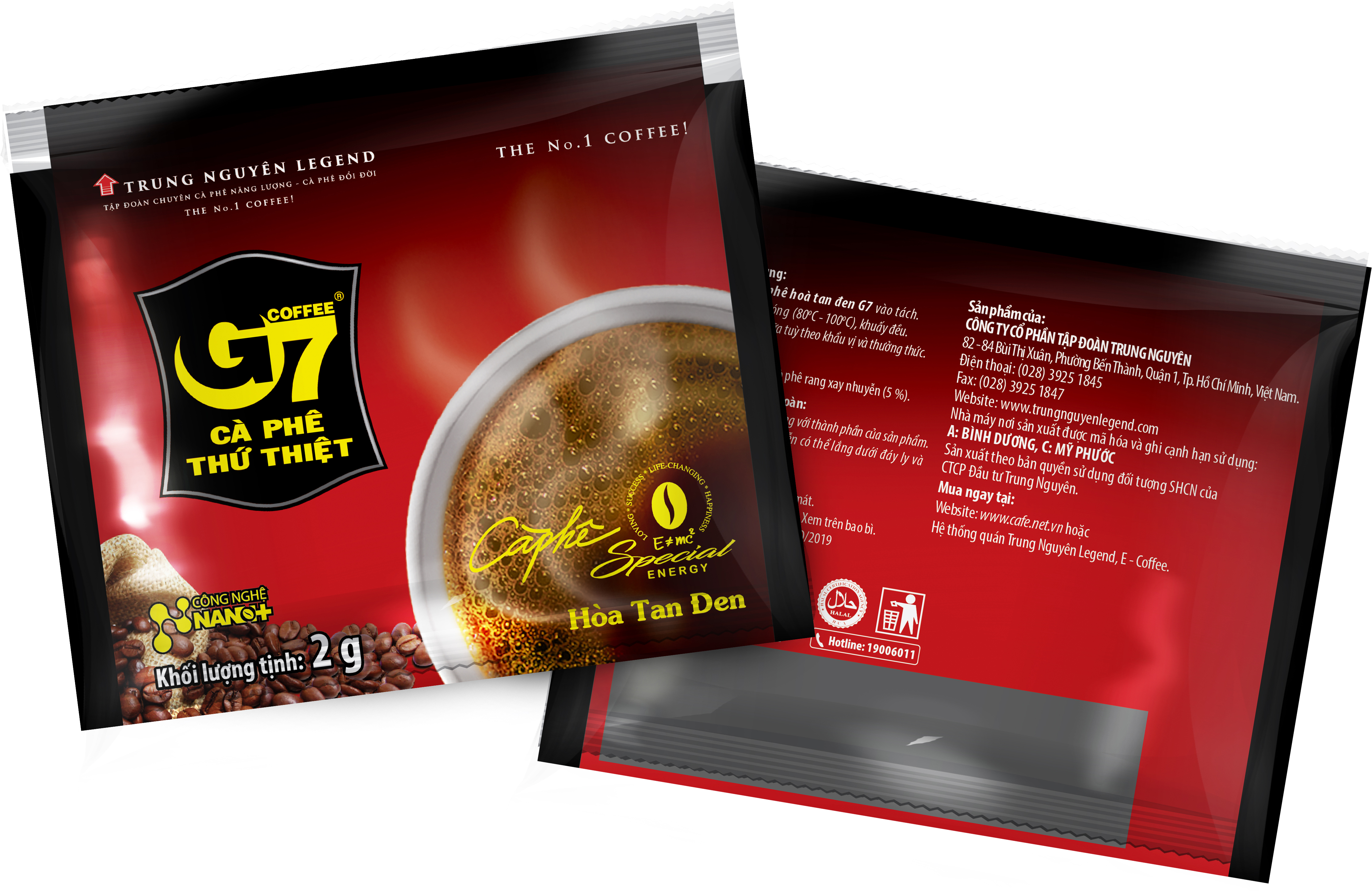 Trung Nguyên Legend - Cà phê G7 hòa tan đen ( không đường) - hộp 15 gói 2gr