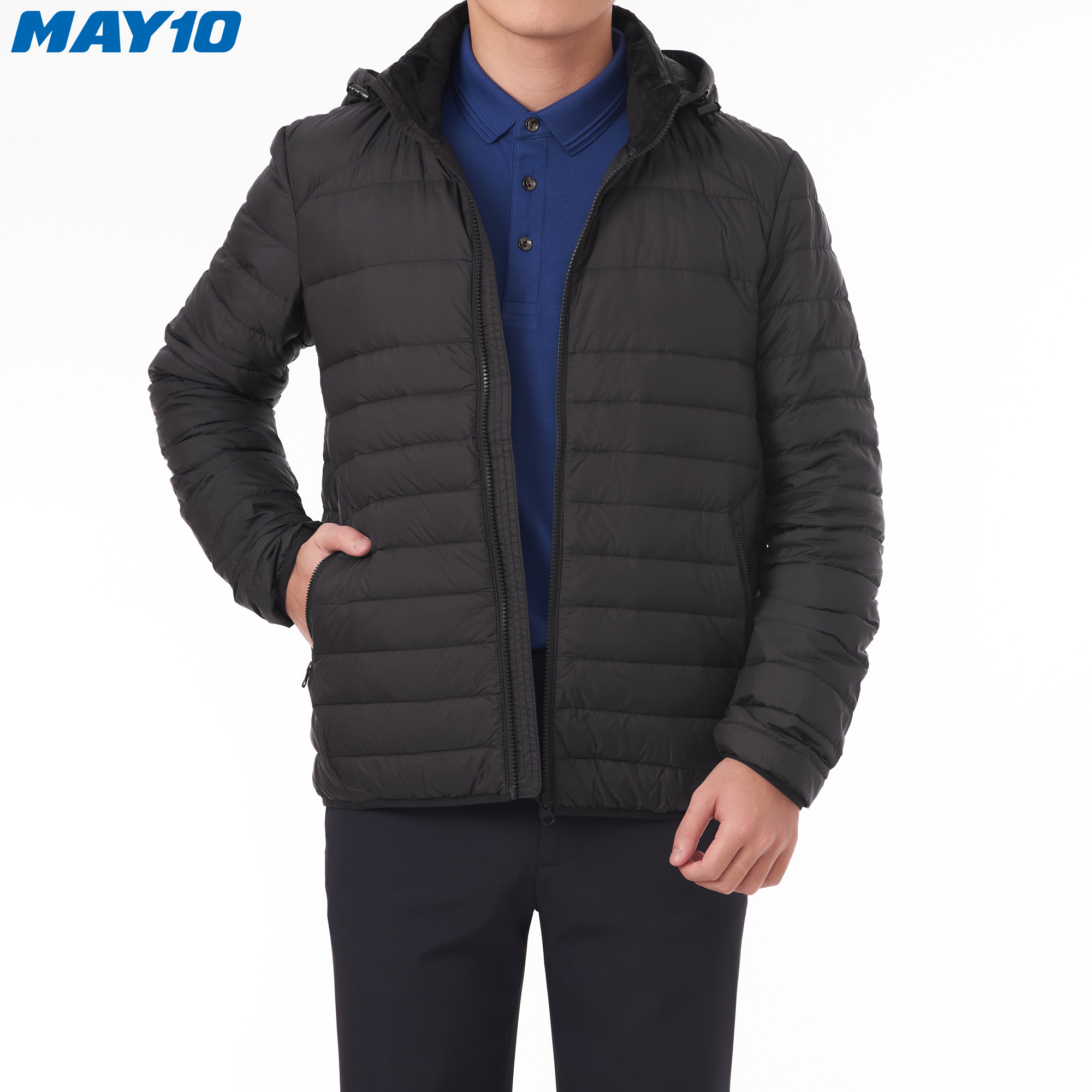 Áo khoác Jacket lông vũ nam (có mũ)  May 10 mã 030120487 BLACK