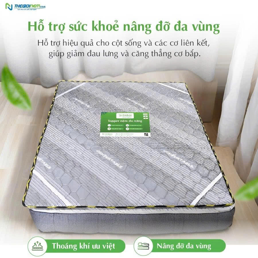 Nệm Bông Ép Gấp 3 Tatana Comfort, Lõi Xanh, Di Chuyển Tiện Lợi, Áo Nệm Nhiều Màu Ngẫu Nhiên