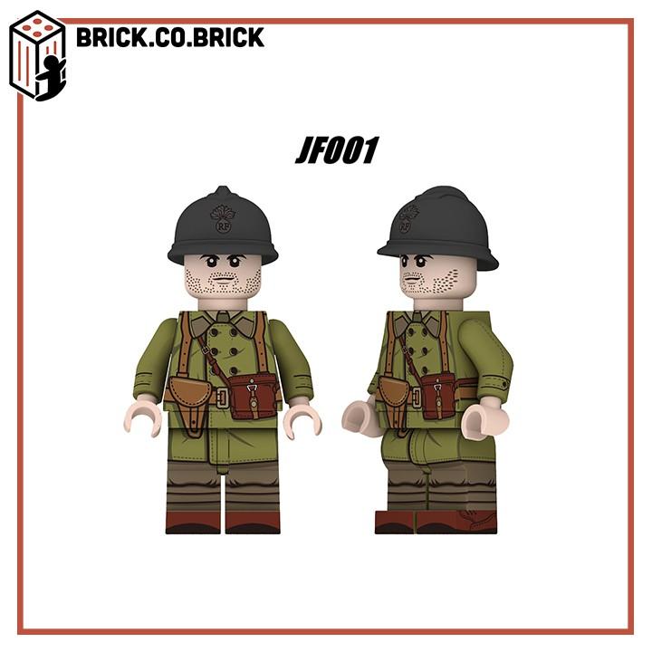 Mô Hình Đồ Chơi Lắp Ráp Nhân vật Lính Quân Đội Pháp Thế Chiến Minifig France Soldier World War JF001-JF004