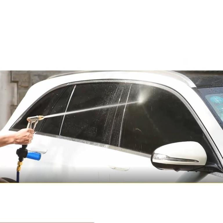 Bộ dây vòi xịt nước rửa xe, tưới cây . tăng áp 3 lần, loại 3m, 5m 206587 cút sập,nối nhựa vàng+ tặng đai