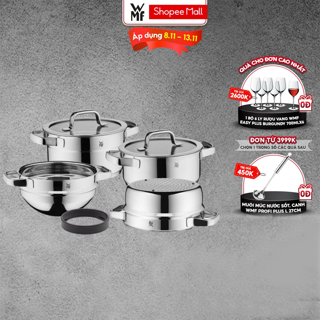 Bộ Nồi WMF Compact Cuisine 4 Món Chất Liệu Thép Cromargan Không Gỉ, Có Thể Xếp Chồng Lên Nhau - 0798046380