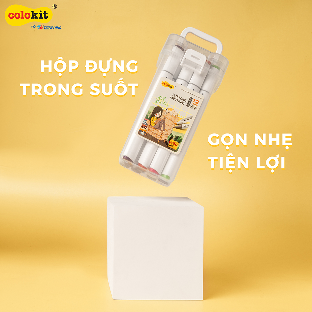 Bút màu dạ Art Marker Thiên Long Colokit - Tặng sổ Sketch - Bộ 12/24 màu- Bút màu dạ 2 đầu siêu đẹp dùng cho caligraphy