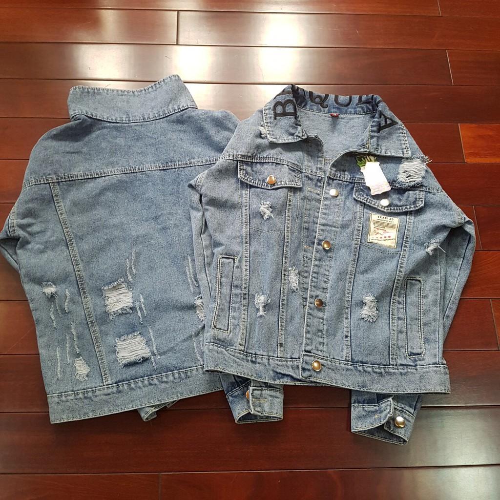 Áo khoác Jeans thêu chữ cổ siêu chất