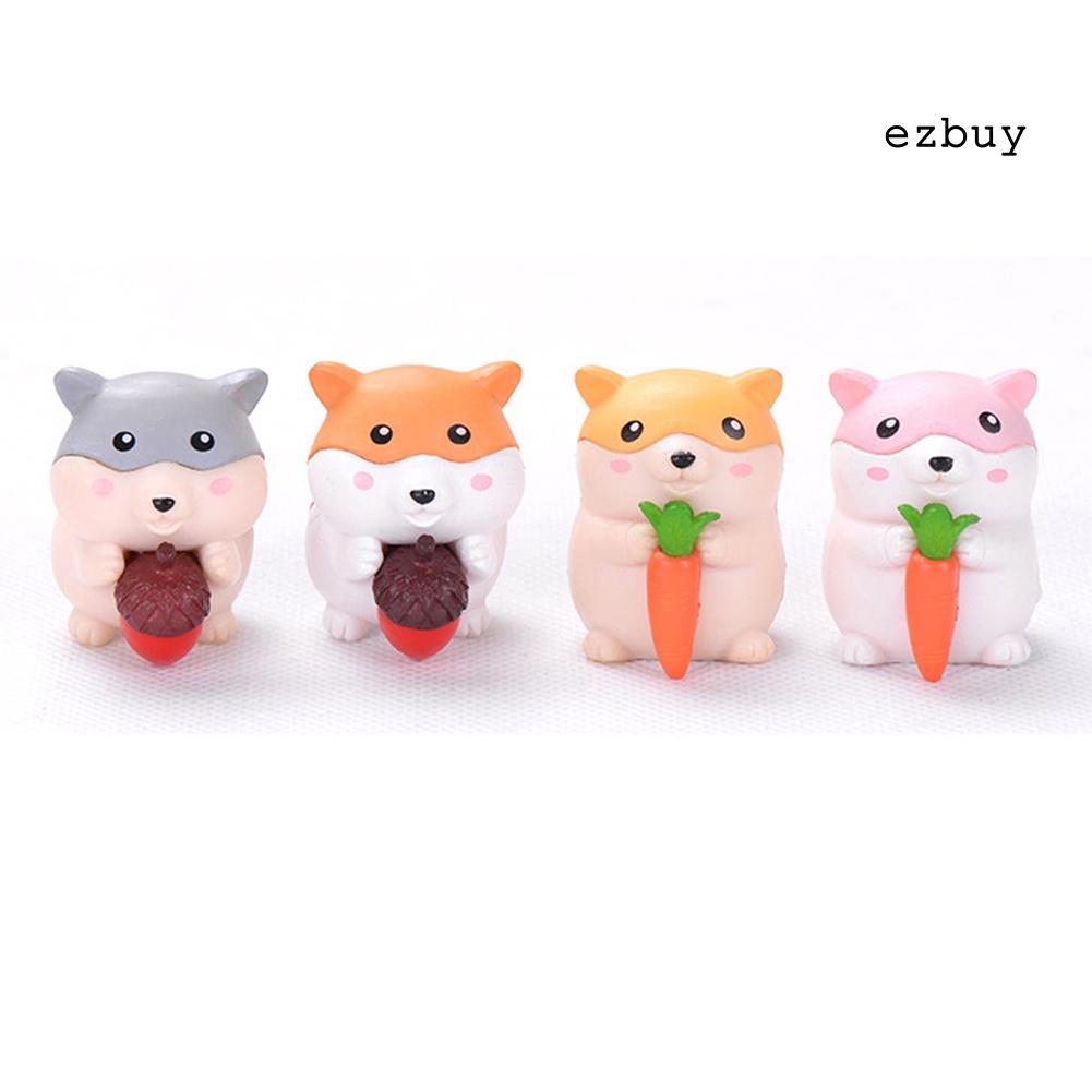 Mô Hình Chú Chuột Hamster Ăn Cà Rốt Mini Dễ Thương Dùng Để Trang Trí Sân Vườn