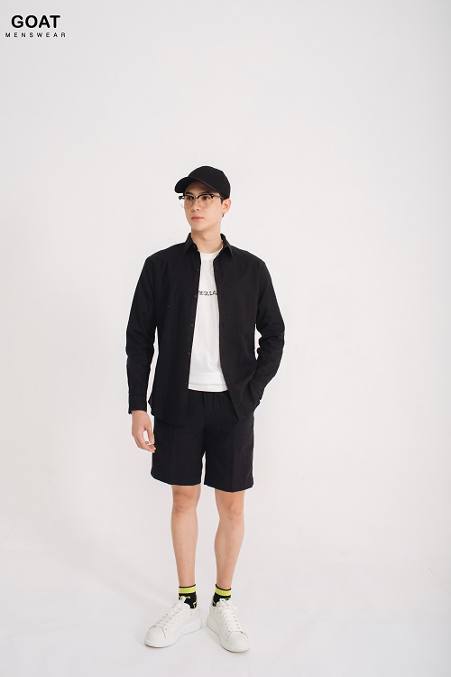 Áo Sơ Mi Đen Dài Tay Nam GOAT MENSWEAR