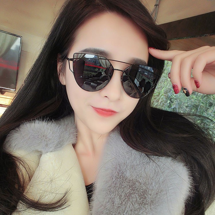Kính mát nữ kính râm thời trang vàng cam gọng kim loại nhẹ nhàng basic chống nắng chống bụi - ms70