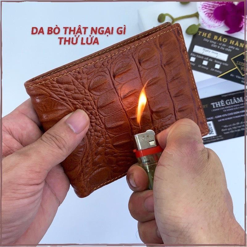 Ví da bò dập vân cá sấu cao cấp - Bảo hành 1 năm, lỗi 1 đổi 1. Ví da nam cao cấp, ví da thật 100%