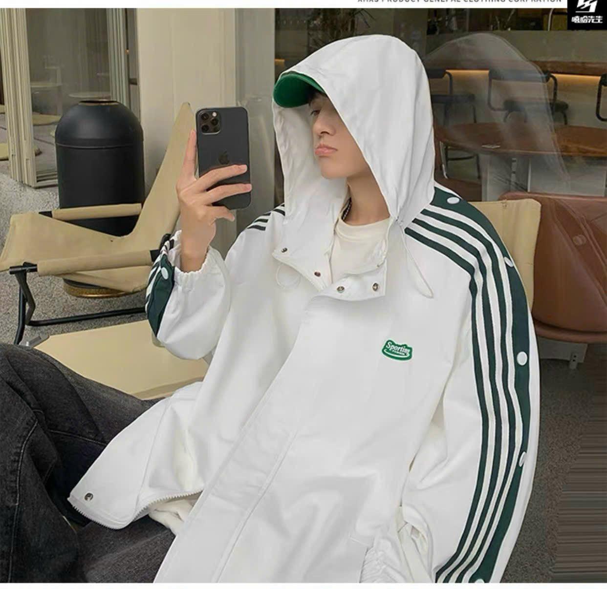 [HOT TREND] Áo Khoác Gió Nam NỮ Có Kiểu Dáng Cổ Bẻ Phối Kèm Cúc Bấm HTM FASHION - Đen