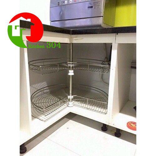 {HÀNG CAO CẤP - CHÍNH HÃNG} Mâm Xoay Góc 3/4 Tủ Bếp INOX 304 (có thợ lắp đặt)