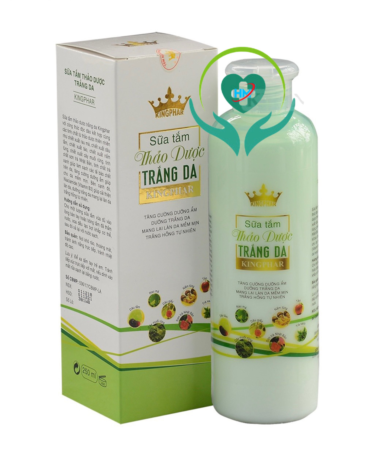 Sữa tắm Thảo dược trắng da Kingphar, chai 250ml