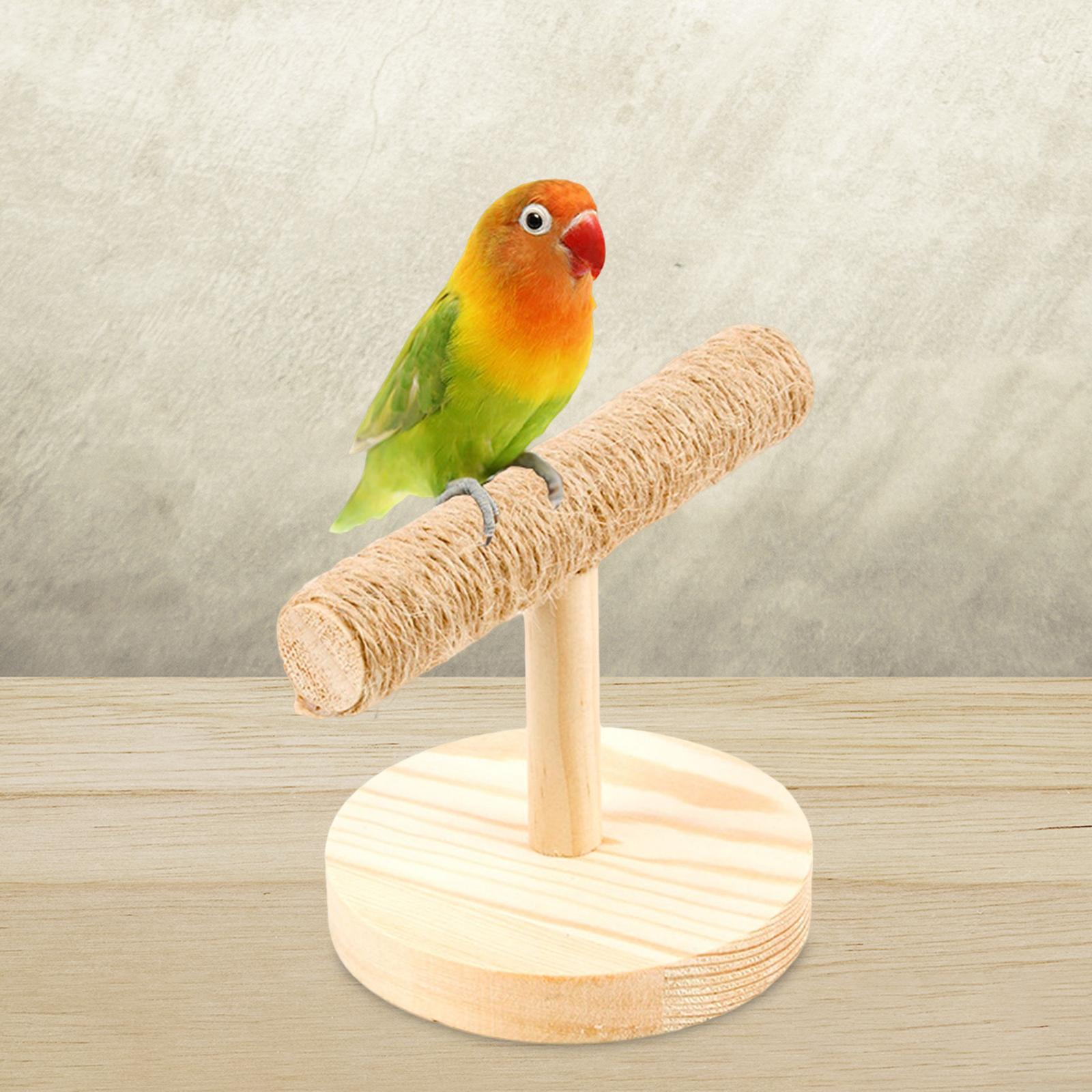 Bird Training T Stand Portable Playground Wooden for Finch Parakeets Conures