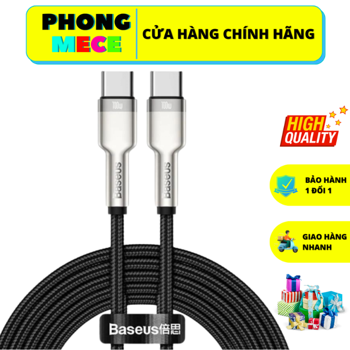 Cáp Sạc Siêu Nhanh 100W Baseus Cafule Series Metal Data Cable Type-C To Type-C (100W) - Dễ Dàng Tản Nhiệt Khi Sạc