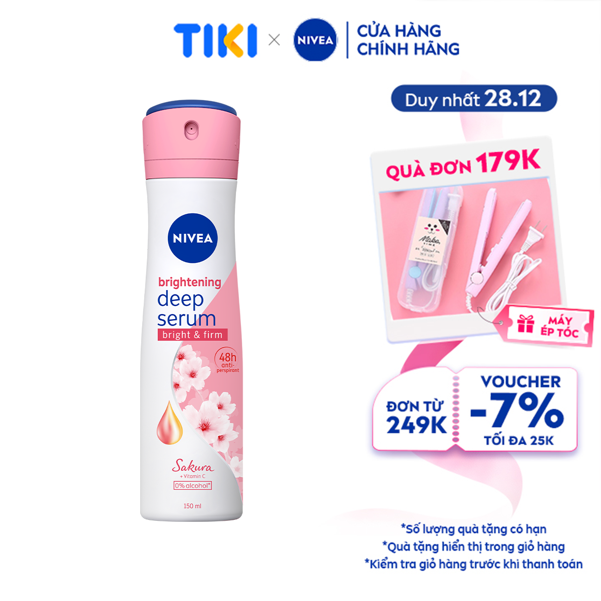 Xịt Ngăn Mùi Nivea Serum Trắng Mịn Hương Hoa Sakura 85308