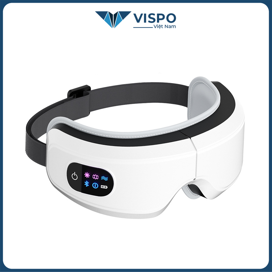 Máy Massage Mắt VISPO VP-M21W - EYES CARE MASSAGE Không Dây Kết Nối Bluetooth - Mát Xa Túi Khí Kết Hợp Nhiệt Ấm - Giảm Nhức Mỏi Mắt, Giảm Quầng Thâm, Cải Thiện Giấc Ngủ