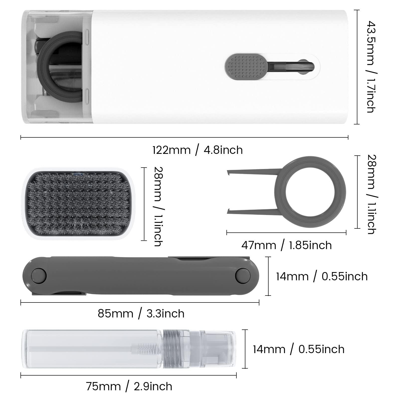 Bàn chải làm sạch cho bàn phím - Bộ làm sạch cho AirPods trên mỗi đa chức năng 7 trong 1 Bàn phím Bàn chải làm sạch Tai nghe Pin Pin Bàn chải mềm Bàn phím Bàn phím, màu xám