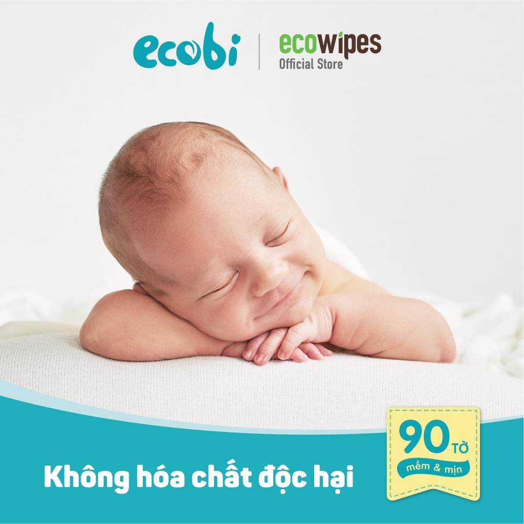 Khăn khô đa năng cho bé Ecobi túi 90 tờ dùng thay khăn sữa an toàn cho trẻ sơ sinh