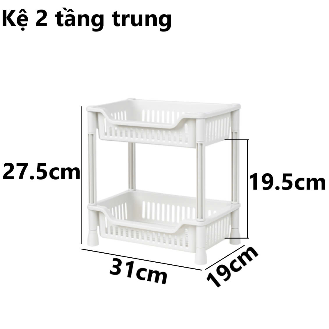 Kệ nhựa chữ nhật cỡ trung 2 tầng/3 tầng VIỆT NHẬT 5538 - Kệ đựng gia vị, chén đĩa, đồ dùng phòng tắm 