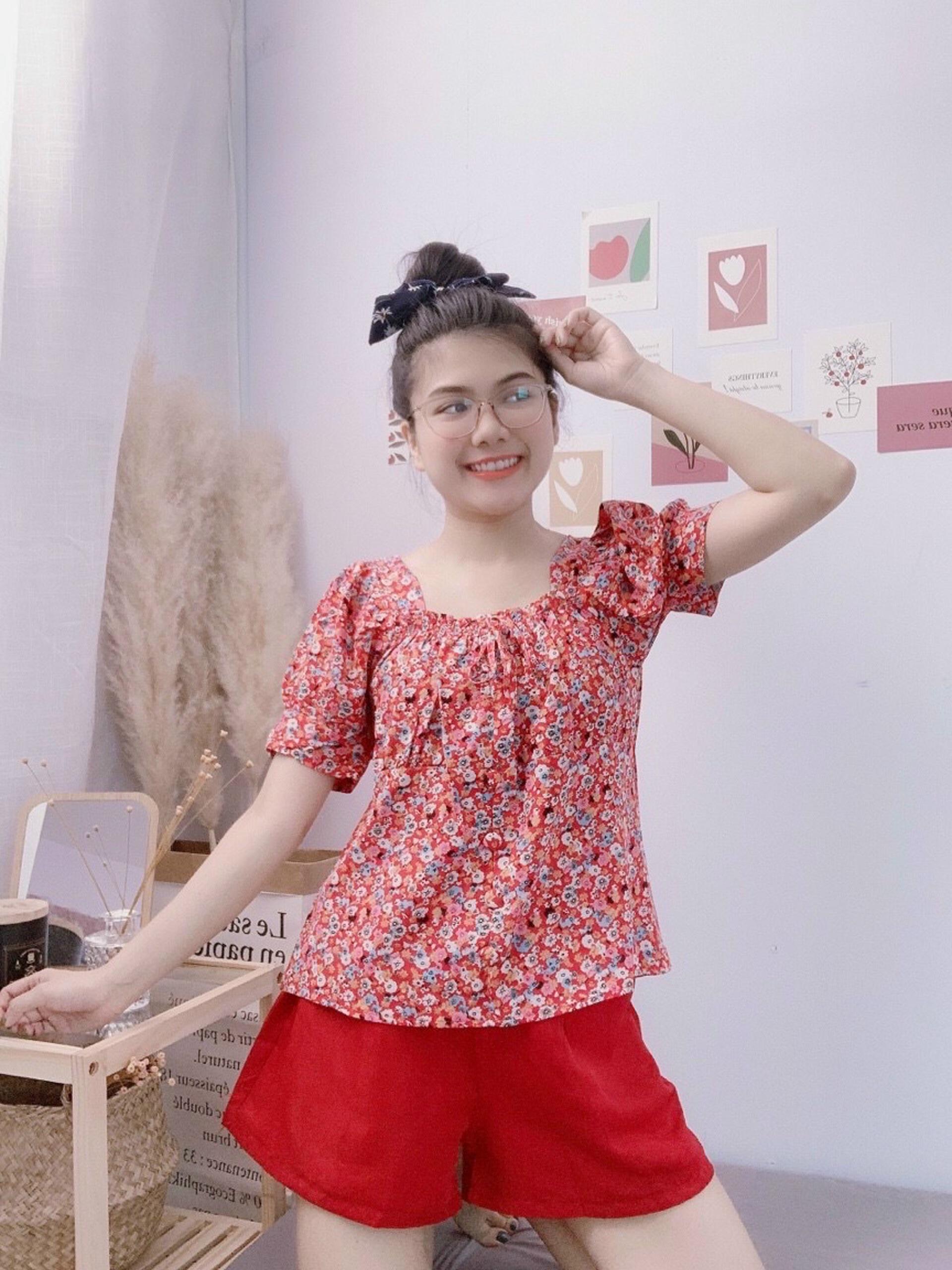 Bộ đồ ngủ - đồ bộ mặc nhà hoa kèm nơ trước ngực đủ màu