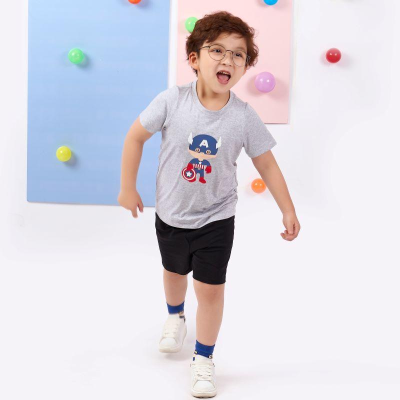 &lt;11-33kg-Size 2-8 tuổi&gt; Đồ bộ ngắn tay quần áo thun cotton mặc nhà mùa hè cho bé trai Unifriend