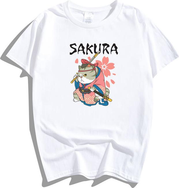 Áo phông nam nữ Sakura Mèo béo phong cách Unisex