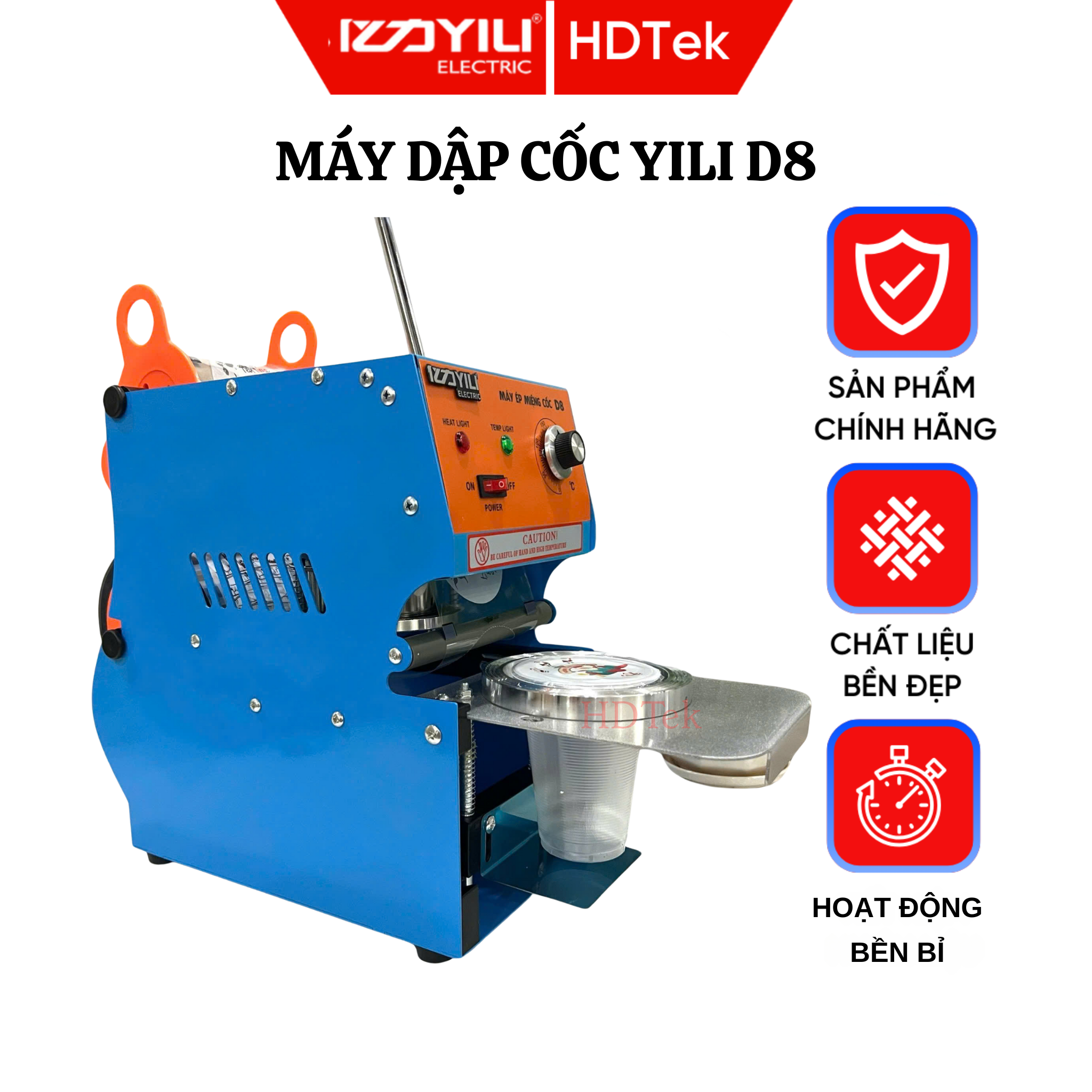 Máy Ép Miệng Ly, Máy Dán Màng Cốc Trà Sữa, Hoa Quả, Sinh Tố, Cà Phê YILI D8 - HÀNG NHẬP KHẨU