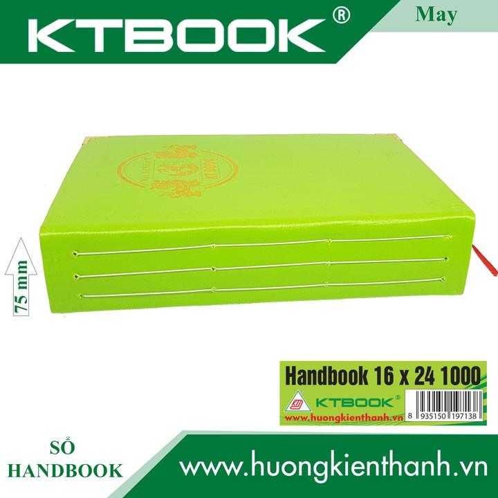 SỔ GHI CHÉP BÌA DA KTBOOK HANDBOOK CAO CẤP 1000 trang size 16 x 24 cm ruột giấy in caro (MAY GÁY)