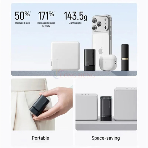 Cốc sạc Cuktech GaN Mini 6 1USB 2Type-C 90W AD653 - Hàng chính hãng