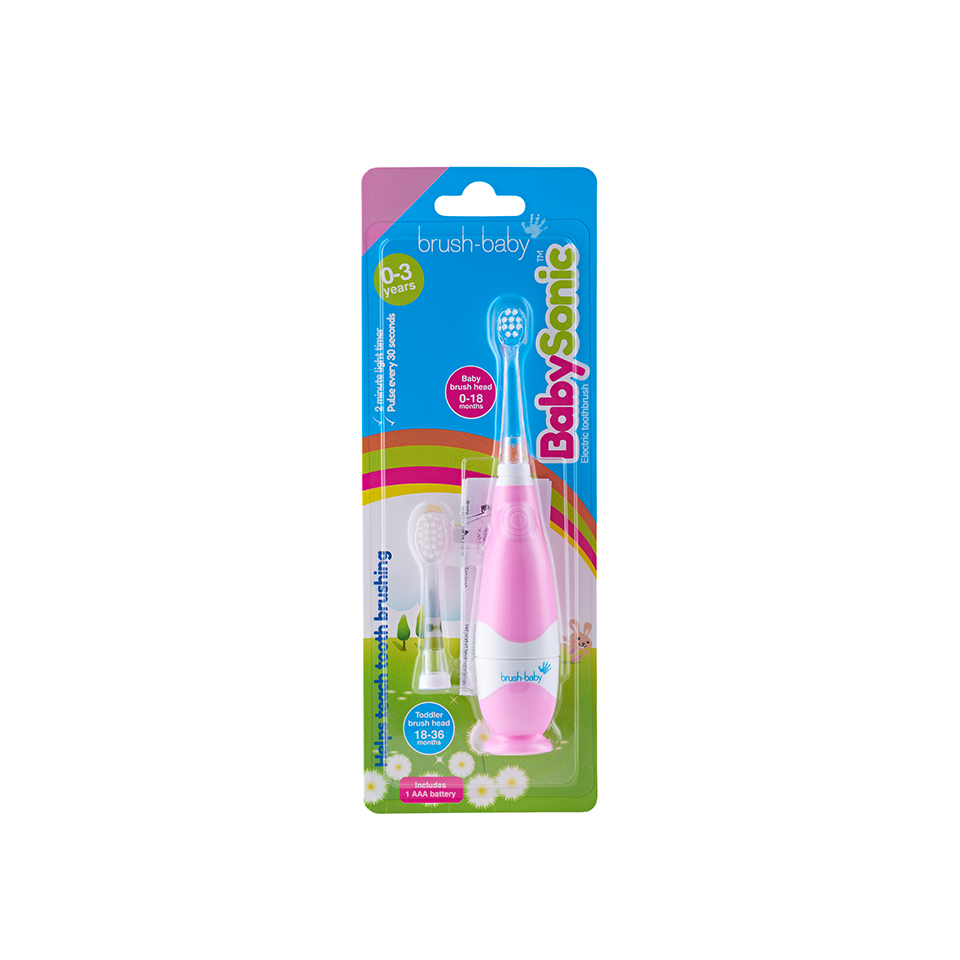 Brush-Baby Bàn chải điện sóng âm BabySonic dùng pin có đèn, dễ dàng làm sạch răng an toàn và hiệu quả cho bé (0-3 tuổi)