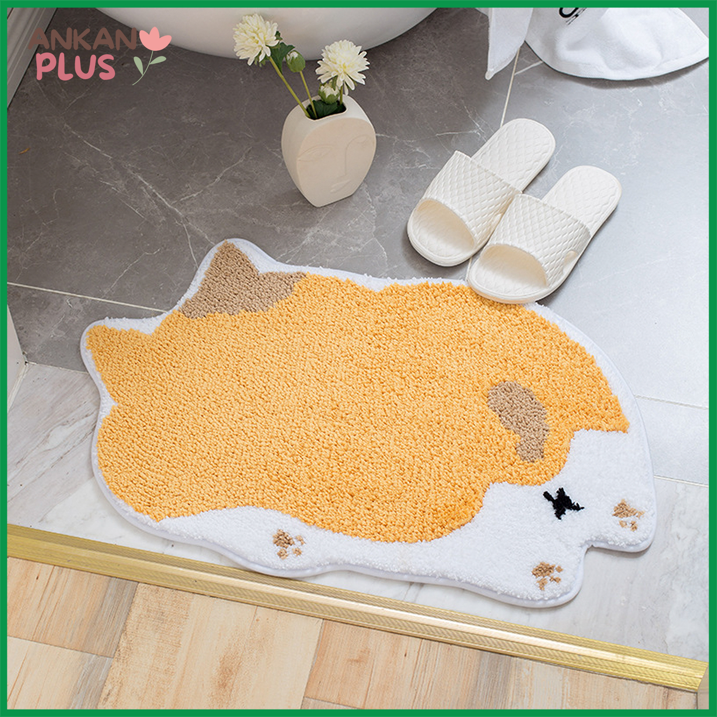 Thảm Chùi Chân Lông Xù Chống Trượt Hình Chó Shiba Cắt Điệu Siêu Mềm Mại 45x68cm - Chùi chân trước  nhà tắm và cửa ra vào