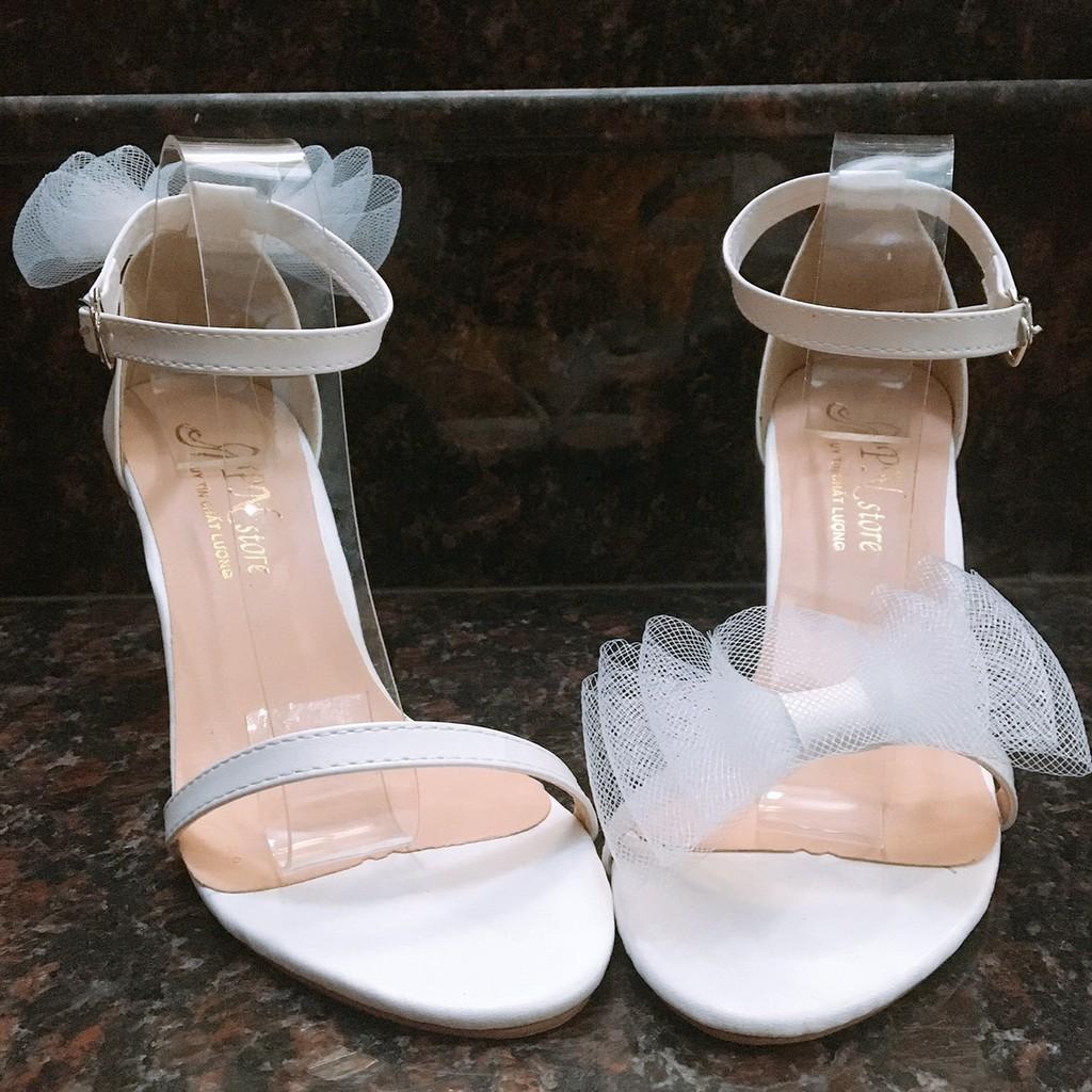 Hàng y hình Giày Cao Gót Nữ Nhọn 9cm Phối Nơ Sành Điệu T&T