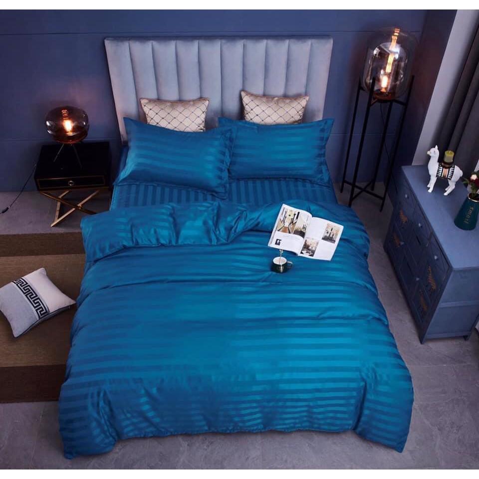 Bộ Vỏ Chăn Drap Gối COTTON SỌC 3F Vải Cotton Lụa Bóng Hàng Chuyên Cho Gia Đình Và Khách Sạn