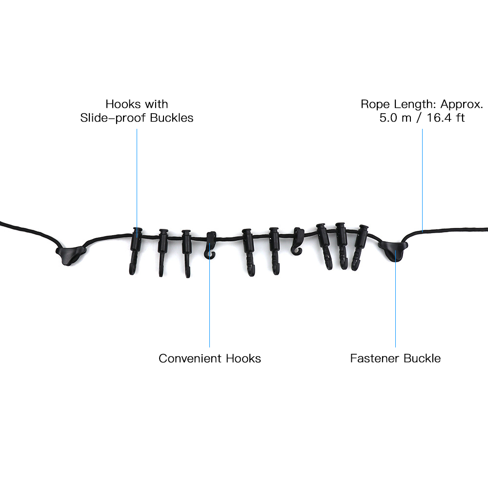 Dây Treo Đồ 5m Có Móc Phơi Đồ Cho Cắm Trại Đi Bộ Đường Dài
