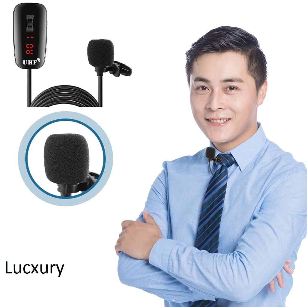 Micro Thu Âm Lucxury Không Dây Cài Ve Áo Chất Lượng Cao  UHF chống ồn, live stream, Hát Karaoke quay video, ghi âm, Vlog, Chơi game, Học Online trò chuyện qua Zoom Tương thích máy tính để bàn, Laptop, Điện Thoại, Máy Ảnh, Thu Âm Từ Xa 30m-Hàng chính hãng