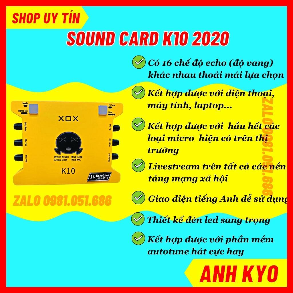 Bộ sound card K10 mic ALC 280 cho âm thanh sống động, dễ dàng lắp đặt, K10 bản kỉ niệm 10 năm mới nhất bảo hành 12 tháng