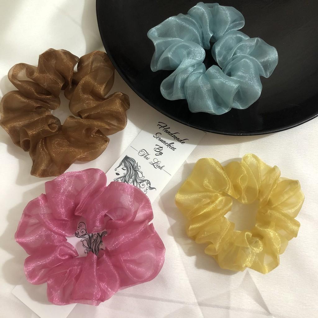 Scrunchies dây buộc tóc, cột tóc voan kính hàng may đẹp