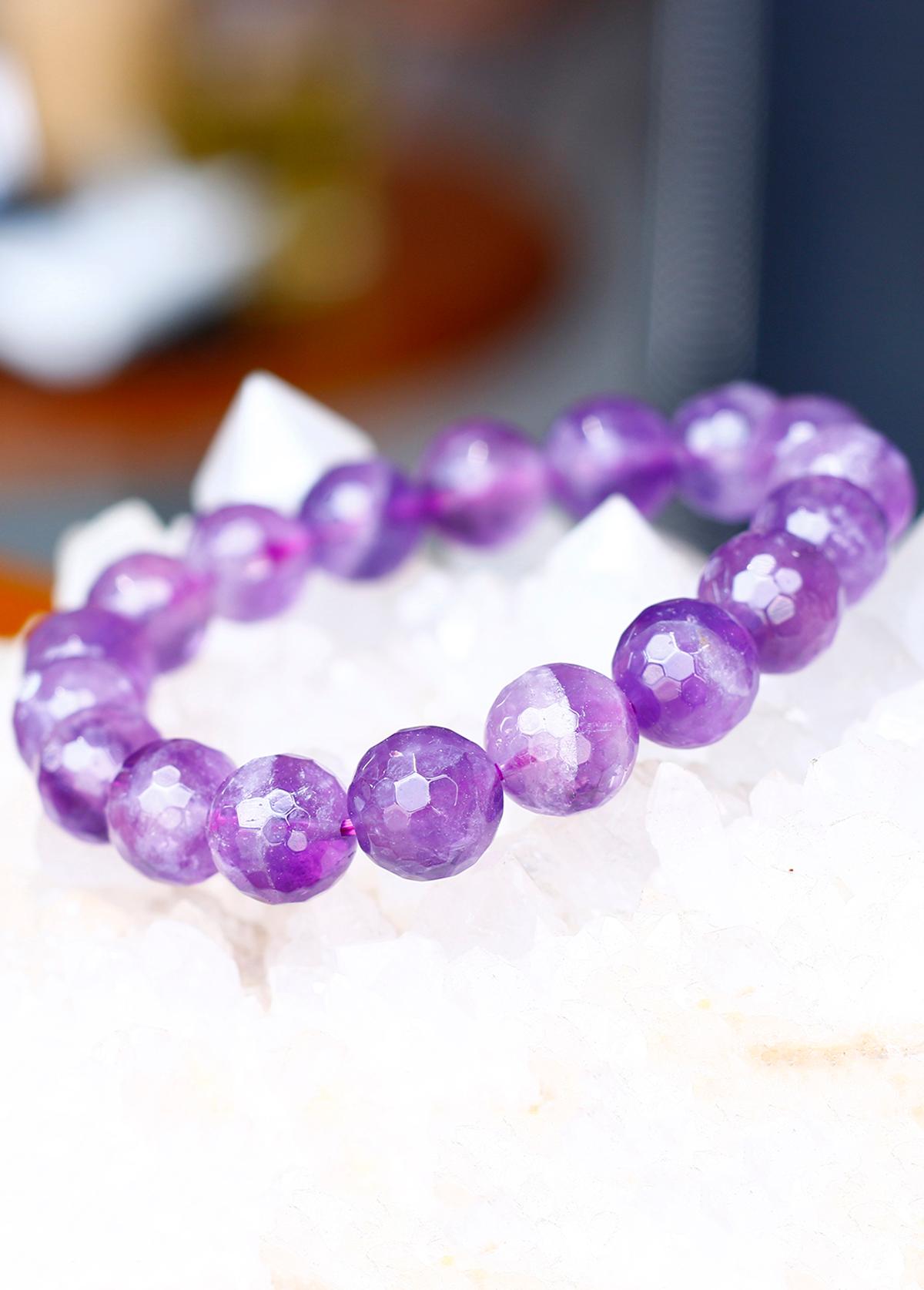 Vòng thạch anh tím giác đa cạnh 10mm mệnh hỏa. thổ - Ngọc Quý Gemstones