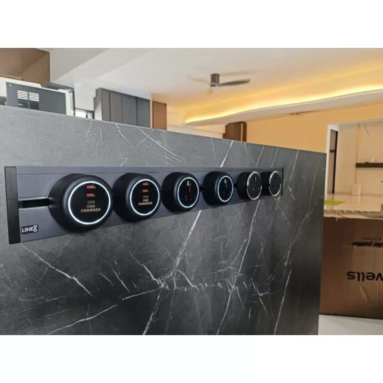 Ổ Cắm Điện Line8 Tích Hợp Bộ Sạc Nhanh GaN 65W-USB Charger Type C - Chính hãng