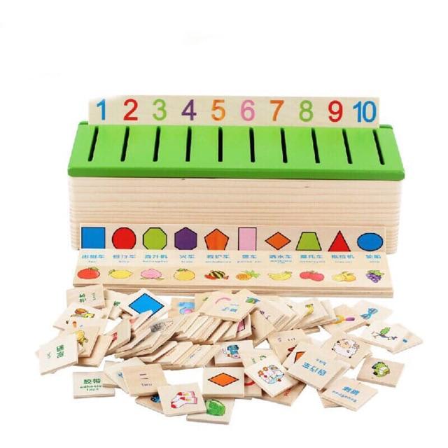 Đồ Chơi Hộp Thả Hình Theo Chủ Đề Bằng Gỗ - Hộp Thả Hình Thẻ Giáo Cụ Montessori