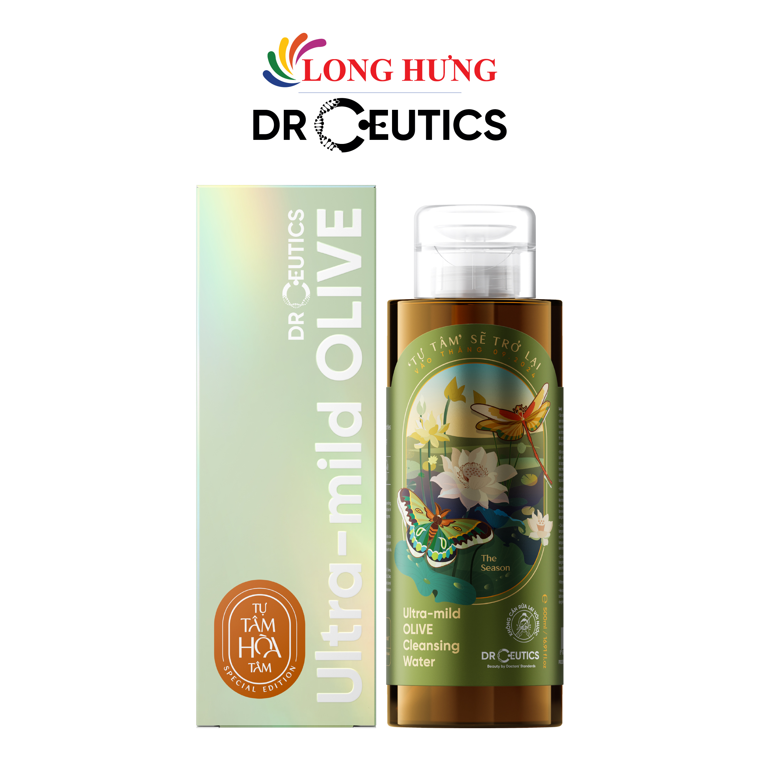 Nước tẩy trang DrCeutics Ultra-Mild Olive Cleansing Water (310ml/500ml) - Hàng chính hãng