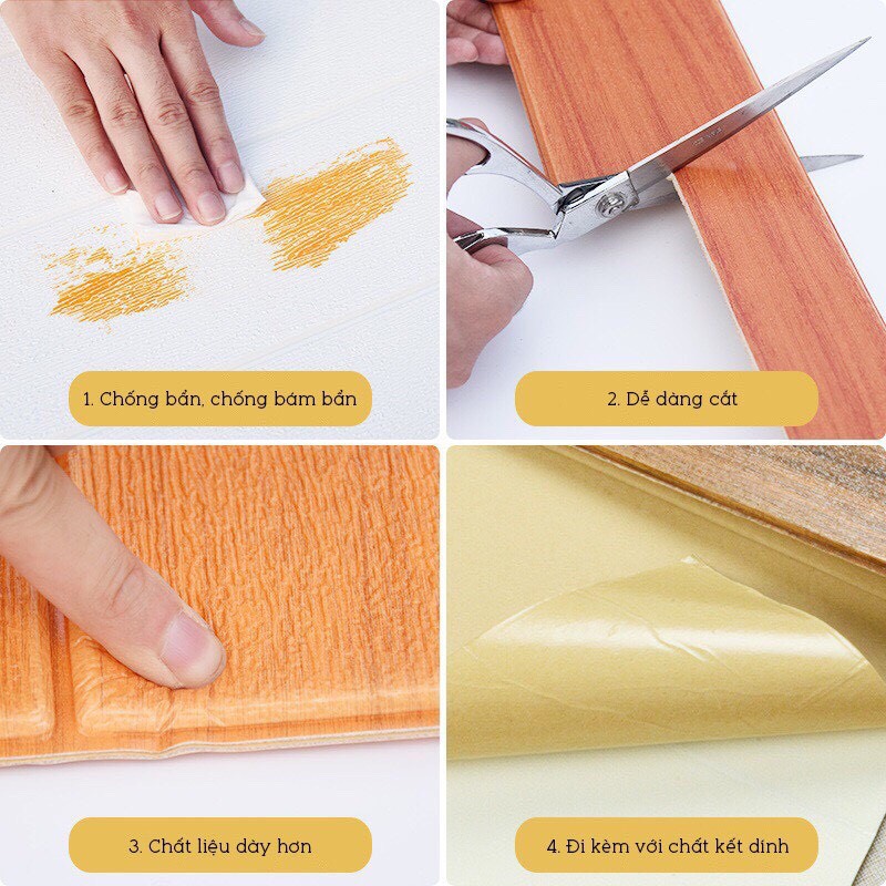 Bộ 10 Tấm Xốp Dán Tường Gỗ Nâu Đỏ, Gỗ Đỏ Cách Âm, Chống Va Đập, Bền Đẹp, Sang Trọng