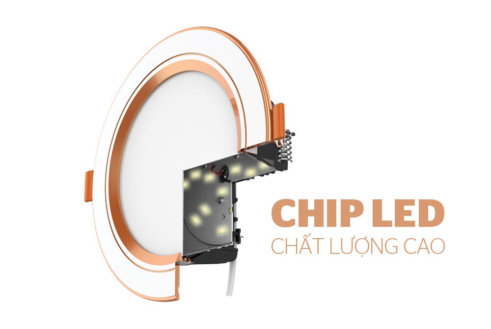 Đèn LED Downlight viền vàng 3 màu Sunhouse SHE-DL02-03/7W-VV