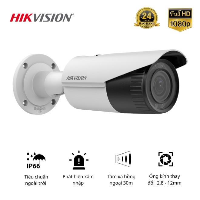 Camera IP thân trụ hikvision DS-2CD2621G0-IZ, DS-2CD2621G0-IZS hồng ngoại 2 MP chuẩn nén H.265+ - Hàng Chính Hãng