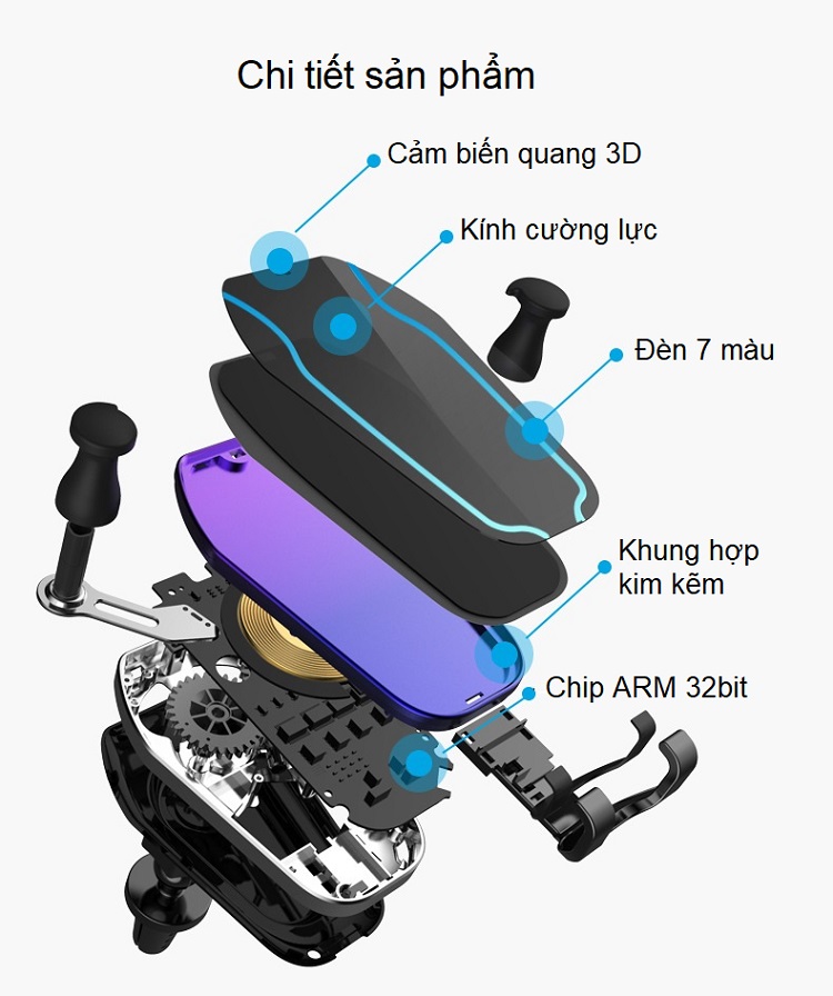 Giá kẹp điện thoại thông minh tiện dụng hình tam giác trên ô tô tích hợp sạc không dây cao cấp ( TẶNG KÈM QUẠT MINI CẮM CỔNG USB VỎ THÉP NGẪU NHIÊN )