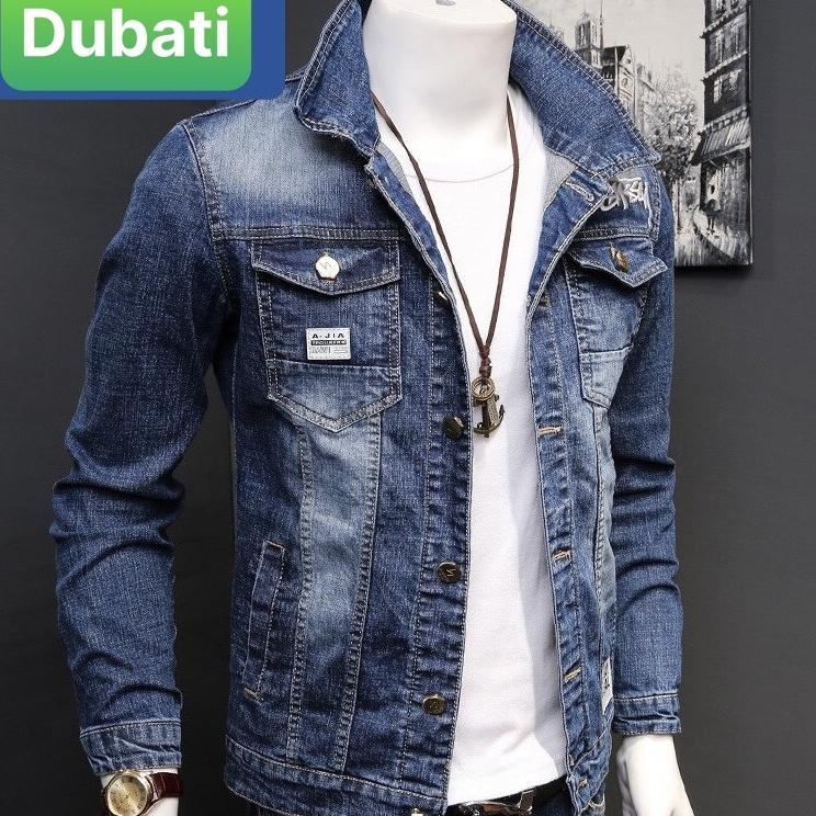 ÁO KHOÁC JEAN NAM XANH ĐẬM CHẤT BÒ CAO CẤP MẪU MỚI SÀNH ĐIỆU- DB 111- DUBATI FASHION