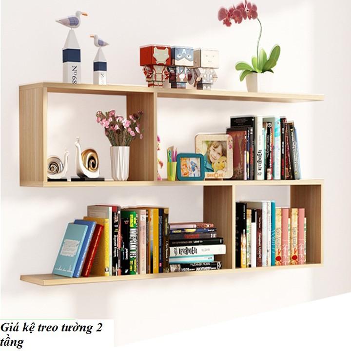 Kệ Sách , Kệ Trang Trí Treo Tường 2 Tầng Đa Năng - GP13-
